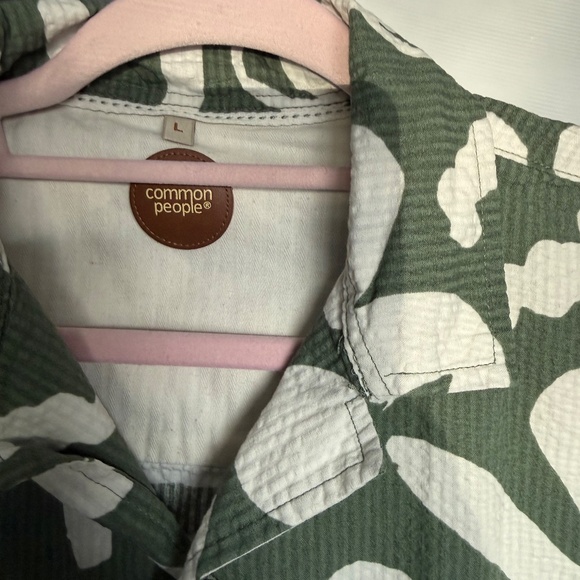 💚 Common People — Men’s Seersucker Large Green Shirt 🌿 - Picture 3 of 4